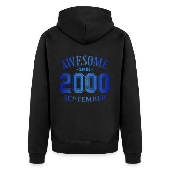 September 2000 - Birthday in September Awesome - Unisex Premium Organic Zip Hoodie - black - Back - Nico (187cm)