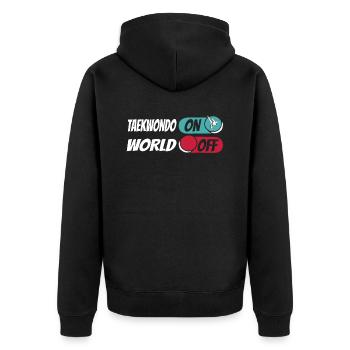 Taekwondo Taekwondo On World Off - Unisex Premium Organic Zip Hoodie - black - Back - Nico (187cm)