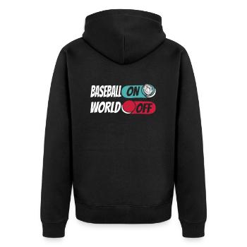 Baseball Baseball On World Off - Unisex Premium Organic Zip Hoodie - black - Back - Nico (187cm)