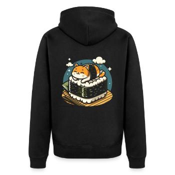 Sushi Essen Japan Nigiri Geschenk - Unisex Premium Bio Zip Hoodie - Schwarz - Hinten - Nico (187cm)