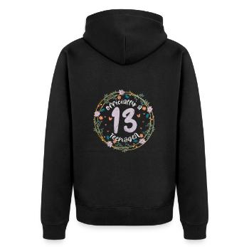 Teenager - Unisex Premium Bio Zip Hoodie - Schwarz - Hinten - Nico (187cm)