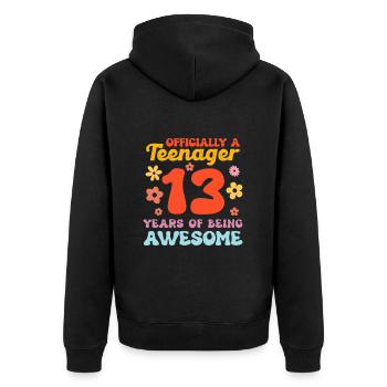 Teenager Teenie Teen Teens Teeny Geschenk - Unisex Premium Bio Zip Hoodie - Schwarz - Hinten - Nico (187cm)
