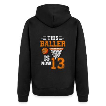 Teenager - Unisex Premium Bio Zip Hoodie - Schwarz - Hinten - Nico (187cm)