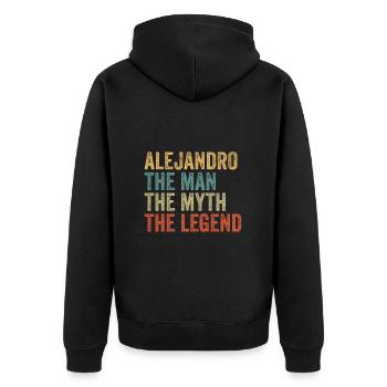 Alejandro the man the myth - Unisex Premium Bio Zip Hoodie - Schwarz - Hinten - Nico (187cm)