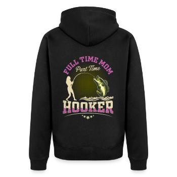 Vollzeit Mama Teilzeit Hook - Unisex Premium Bio Zip Hoodie - Schwarz - Hinten - Nico (187cm)