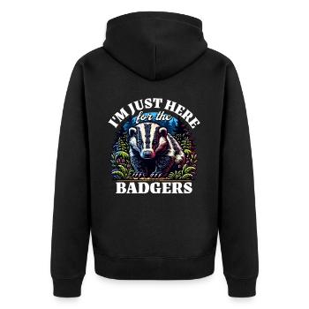 Lustige Honigdachs Sprüche - Unisex Premium Bio Zip Hoodie - Schwarz - Hinten - Nico (187cm)