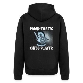 Chess Pawn-tastic - Unisex Premium Organic Zip Hoodie - black - Back - Nico (187cm)