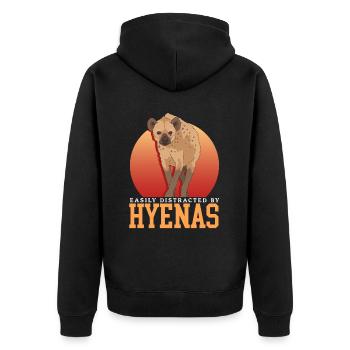 Hyena Hyena Spotted Hyena Gift - Unisex Premium Organic Zip Hoodie - black - Back - Nico (187cm)