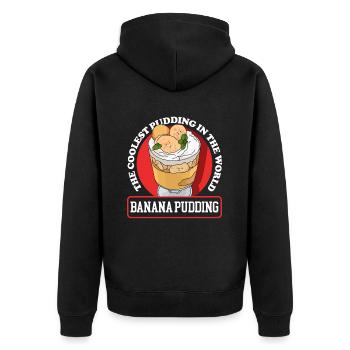 Bananenpudding Bananen Pudding Geschenk - Unisex Premium Bio Zip Hoodie - Schwarz - Hinten - Nico (187cm)