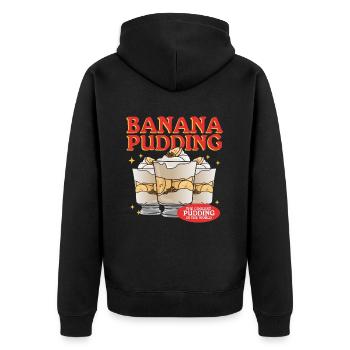 Bananenpudding Bananen-Pudding Geschenk - Unisex Premium Bio Zip Hoodie - Schwarz - Hinten - Nico (187cm)