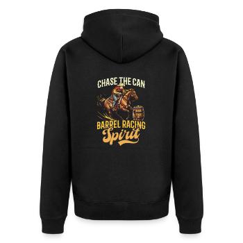 Western Rodeo Chase the Can: Barrel Racing Spirit - Unisex Premium Organic Zip Hoodie - black - Back - Nico (187cm)