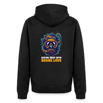 Biologist Shark Lover Diving Deep into Shark Love - Unisex Premium Organic Zip Hoodie - black - Back - Nico (187cm)