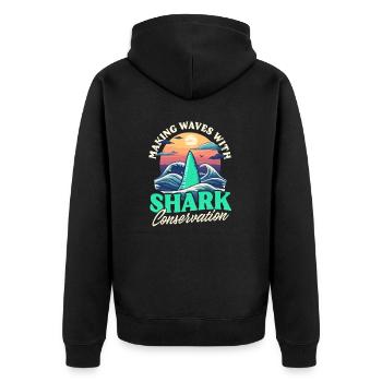 Biologist Shark Lover Waves Shark Conservation - Unisex Premium Organic Zip Hoodie - black - Back - Nico (187cm)