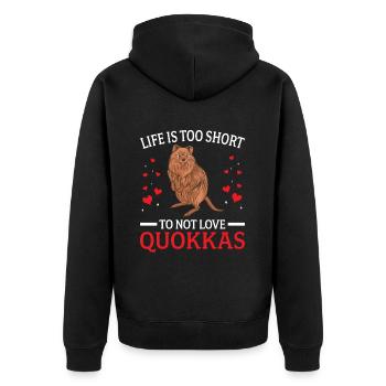 Quokka n’aime pas les Quokka marsupiaux - Veste à capuche bio Premium Unisexe - noir - Dos - Nico (187cm)