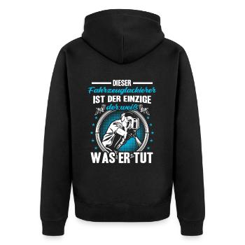 Vehicle painter knows what he is doing Painter - Unisex Premium Organic Zip Hoodie - black - Back - Nico (187cm)