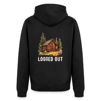 Cabane déconnectée, cabine extérieure - Veste à capuche bio Premium Unisexe - noir - Dos - Nico (187cm)
