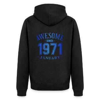January 1971 - Geburtstag im Januar Awesome - Unisex Premium Bio Zip Hoodie - Schwarz - Hinten - Nico (187cm)