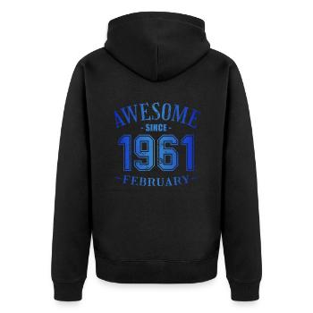 February 1961 - Geburtstag im Februar Awesome - Unisex Premium Bio Zip Hoodie - Schwarz - Hinten - Nico (187cm)