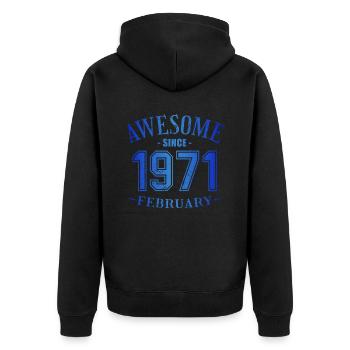 February 1971 - Geburtstag im Februar Awesome - Unisex Premium Bio Zip Hoodie - Schwarz - Hinten - Nico (187cm)