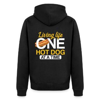 Hot Dog Adulte Vivre La Vie Un Hot - Veste à capuche bio Premium Unisexe - noir - Dos - Nico (187cm)