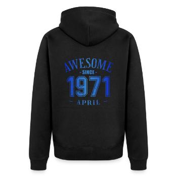 April 1971 - Geburtstag im April Awesome - Unisex Premium Bio Zip Hoodie - Schwarz - Hinten - Nico (187cm)
