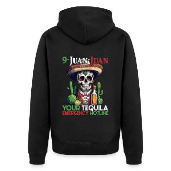 Lustiger Tequila Spruch Cinco De Mayo Design - Unisex Premium Bio Zip Hoodie - Schwarz - Hinten - Nico (187cm)