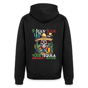 Lustiger Tequila Spruch Cinco De Mayo Design - Unisex Premium Bio Zip Hoodie - Schwarz - Hinten - Nico (187cm)