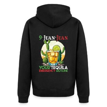 Lustiger Tequila Spruch Cinco De Mayo Design - Unisex Premium Bio Zip Hoodie - Schwarz - Hinten - Nico (187cm)