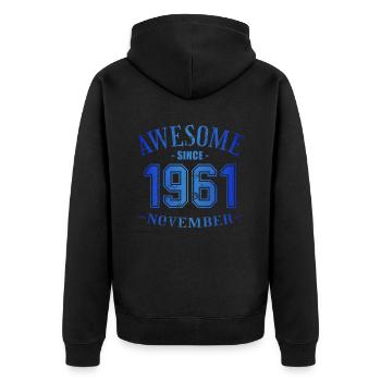 November 1961 - Geburtstag im November Awesome - Unisex Premium Bio Zip Hoodie - Schwarz - Hinten - Nico (187cm)