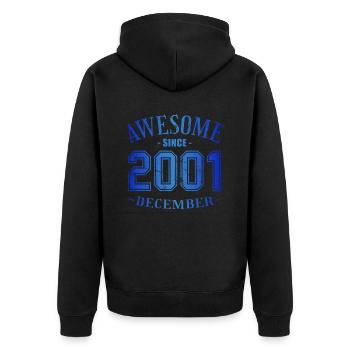 Décembre 2001 - Anniversaire en décembre Génial - Veste à capuche bio Premium Unisexe - noir - Dos - Nico (187cm)
