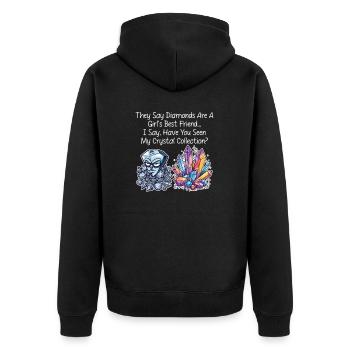 Kristallsammler. Haben Sie meine Kristallsammlung gesehen? - Unisex Premium Bio Zip Hoodie - Schwarz - Hinten - Nico (187cm)