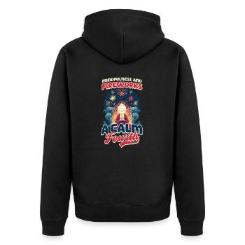 Patriotic Buddhist Mindfulness and Fireworks - Unisex Premium Organic Zip Hoodie - black - Back - Nico (187cm)