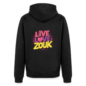 Zouk Dance Gift - Unisex Premium Organic Zip Hoodie - black - Back - Nico (187cm)