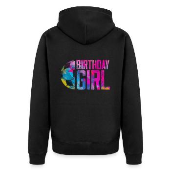 Geburtstagsmädchen Fußball Bday Party Thema - Unisex Premium Bio Zip Hoodie - Schwarz - Hinten - Nico (187cm)