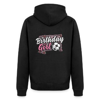 Geburtstagsmädchen Fußball Bday Party Thema - Unisex Premium Bio Zip Hoodie - Schwarz - Hinten - Nico (187cm)
