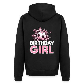 Geburtstagsmädchen Fußball Bday Party Thema - Unisex Premium Bio Zip Hoodie - Schwarz - Hinten - Nico (187cm)