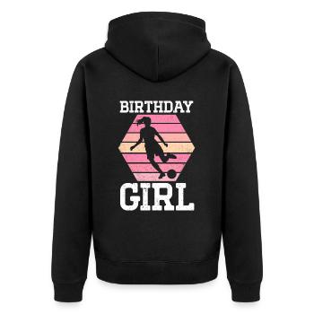 Geburtstagsmädchen Fußball Bday Party Thema - Unisex Premium Bio Zip Hoodie - Schwarz - Hinten - Nico (187cm)
