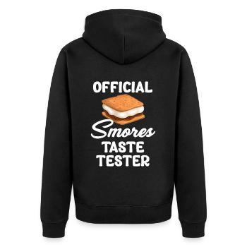 Offizieller Smores-geschmackstester S'more Lovers - Unisex Premium Bio Zip Hoodie - Schwarz - Hinten - Nico (187cm)
