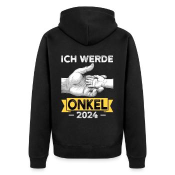Je serai un oncle en 2024 - Veste à capuche bio Premium Unisexe - noir - Dos - Nico (187cm)