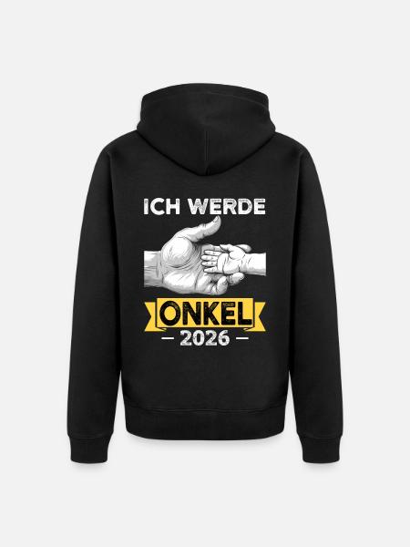 scIch werde Onkel 2026 - Unisex Premium Bio Zip Hoodie - Schwarz
