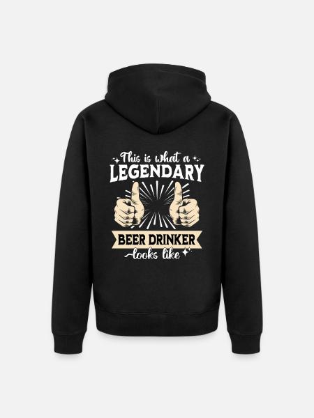 Legendary beer drinker - Unisex Premium Organic Zip Hoodie - black