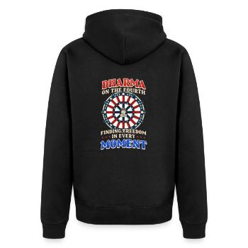 Le bouddhiste patriotique trouve la liberté à chaque instant - Veste à capuche bio Premium Unisexe - noir - Dos - Nico (187cm)