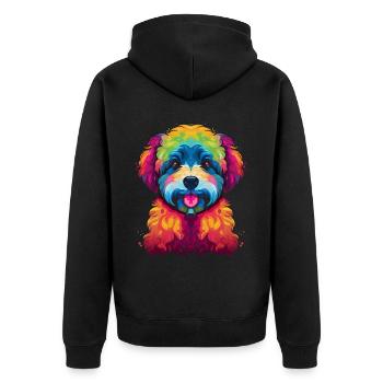 Bichon Frise Dog Pop Art - Unisex Premium Organic Zip Hoodie - black - Back - Nico (187cm)