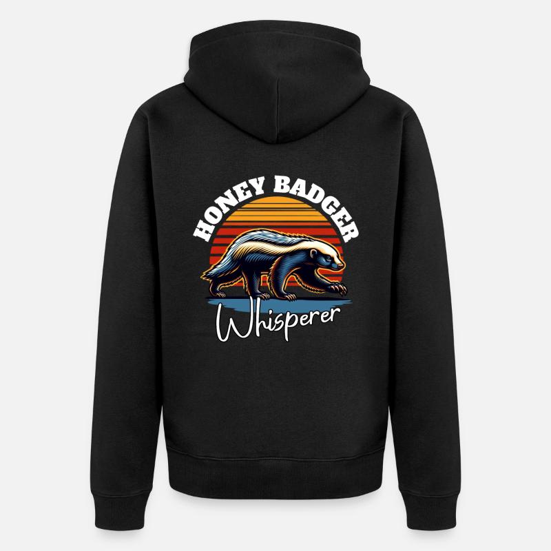 Honigdachs Flüsterer - Unisex Premium Bio Zip Hoodie - Schwarz