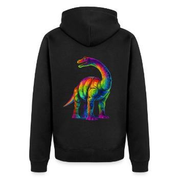 Brontosaurus Dinosaurier Pop Art - Unisex Premium Bio Zip Hoodie - Schwarz - Hinten - Nico (187cm)