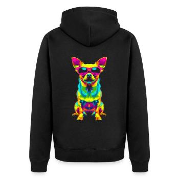 Chihuahua Hund Sonnenbrille Pop Art - Unisex Premium Bio Zip Hoodie - Schwarz - Hinten - Nico (187cm)