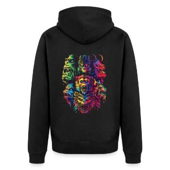 Kryptozoologie Kryptiden-Verschwörung Pop Art - Unisex Premium Bio Zip Hoodie - Schwarz - Hinten - Nico (187cm)