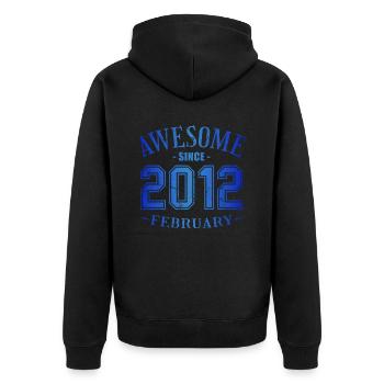 February 2012 - Geburtstag im Februar Awesome - Unisex Premium Bio Zip Hoodie - Schwarz - Hinten - Nico (187cm)