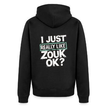 Zouk Dance Gift - Unisex Premium Organic Zip Hoodie - black - Back - Nico (187cm)