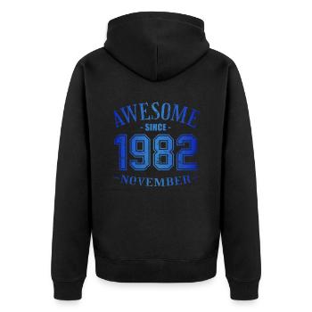 November 1982 - Geburtstag im November Awesome - Unisex Premium Bio Zip Hoodie - Schwarz - Hinten - Nico (187cm)